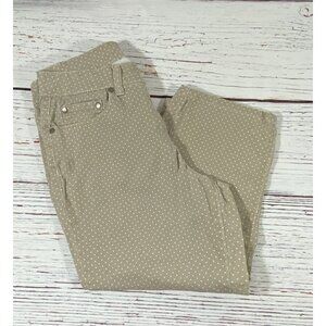 Relativity Capri Pants Womens Size 10 x 19 Polka Dot Tan Brown Long Shorts Jean